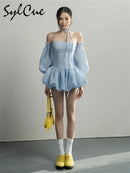 Sylcue 2023 Summer Party Formal Retro Princess Senior Texture Intellectual Elegant Avant-Garde Personalized Women'S Cool Dress