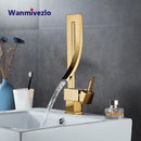 Wanmivezlo Bathroom Basin Faucet Brass Deck Mounted Waterfall Mixer Taps Single Handle Hot Cold Water Mixer Tap