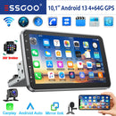 ESSGOO 10" Android 13 4+64G Apple Carplay Android Auto Car Stereo Radio Single 1 DIN GPS Nav Bluetooth FM RDS WIFI USB EQ SWC