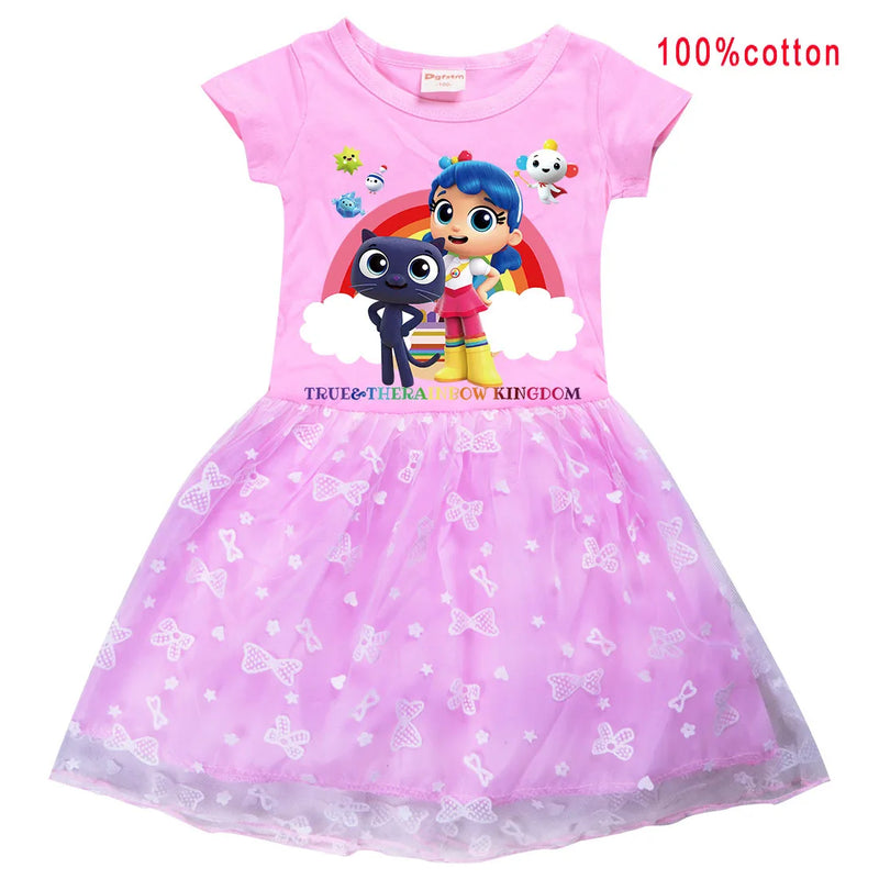 Cartoon True and The Rainbow Kingdom Costume Baby Girls Cute Summer Dress Kids Wedding Party Dress-up Children Princess Vestidos