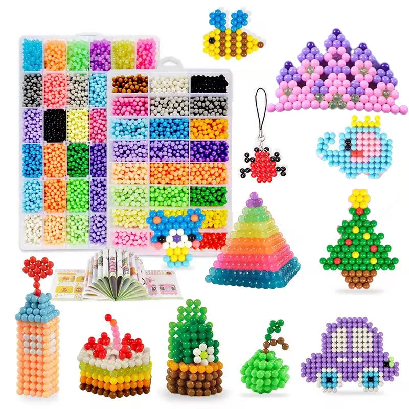 Handmade Magic Water Fuse Beads Creative Beads DIY Art Crafts Toys Magic Water Sticky Beads Sensory Toys Set with Accessories