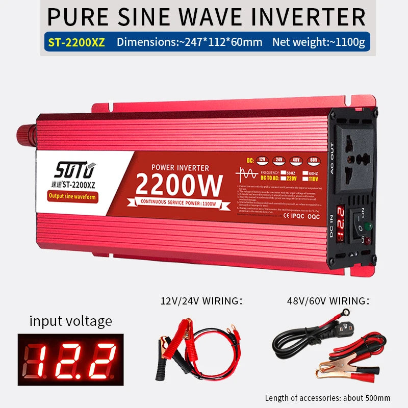 Pure sine wave inverter 24V to 220V 1000W 1800W 2200W 3000W 3600W DC to AC voltage converter 24V 110V 220V mini car power supply