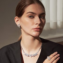 LUOTEEMI Luxury Big Flower Stud Earrings CZ Paved Elegant Wedding Bridal Cubic Zirconia Wedding Jewelry Unusual Hot Designs Gift