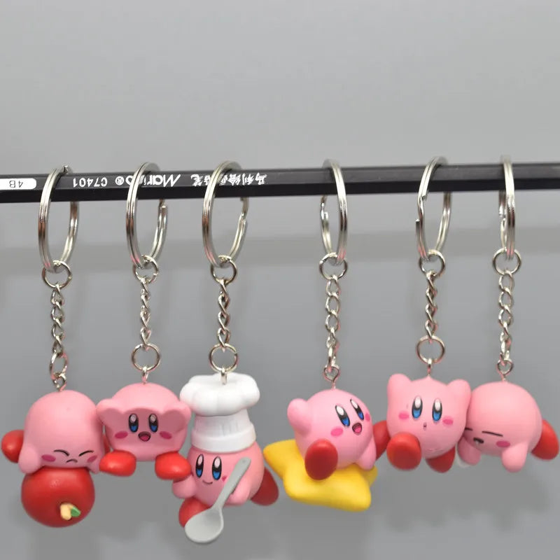 NEW Kawaii Anime Games Star Kirby Cartoon Keychain Cute Car Key Ring Small Dolls Pendant Ornaments Holiday Gifts for Friends