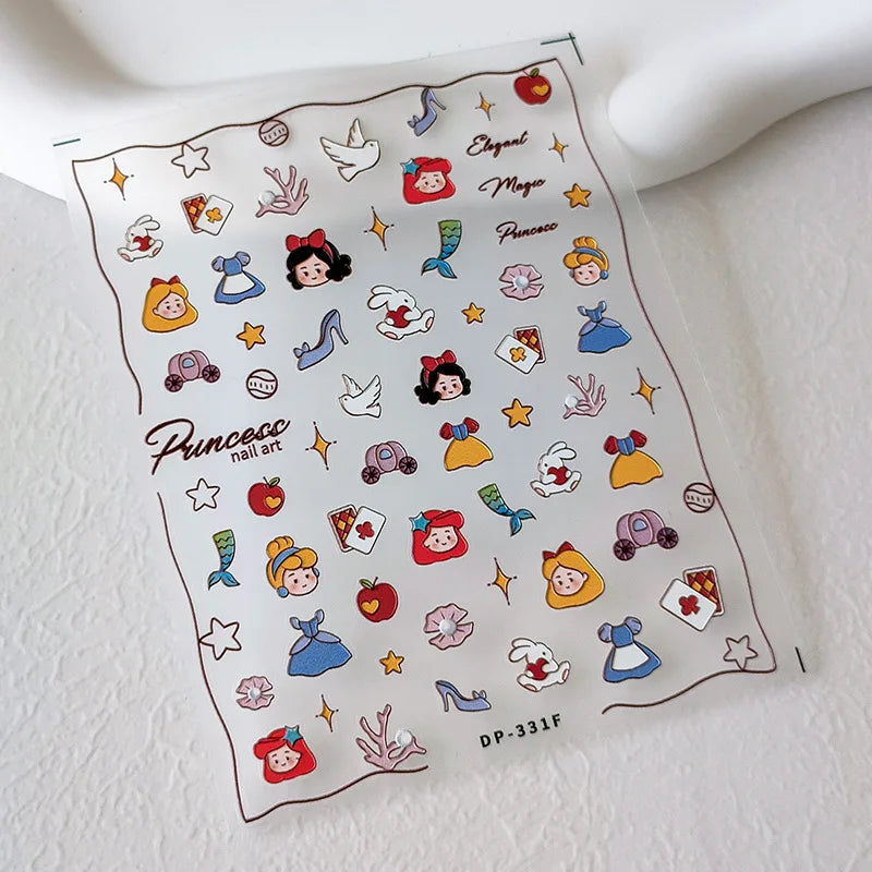 1PCS 5D Cartoon Kuromi Hello Kitty Nail Stickers Sanrio Animation Nail Art Decoration Sanrio Cute Melody Embossed Stickers