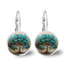 Popular Jewelry Glass Pendant Alloy Earrings Tree of Life Earrings Simple Jewelry, Fashionable and Versatile Temperament Gifts