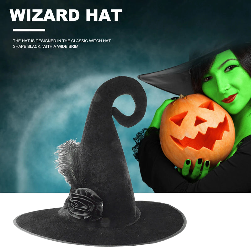 3-1PCS Halloween Witch Hat Halloween Costume Velvet Black Wizard Hat Party Coseplay Hat Costume for Women Men Masquerade Party