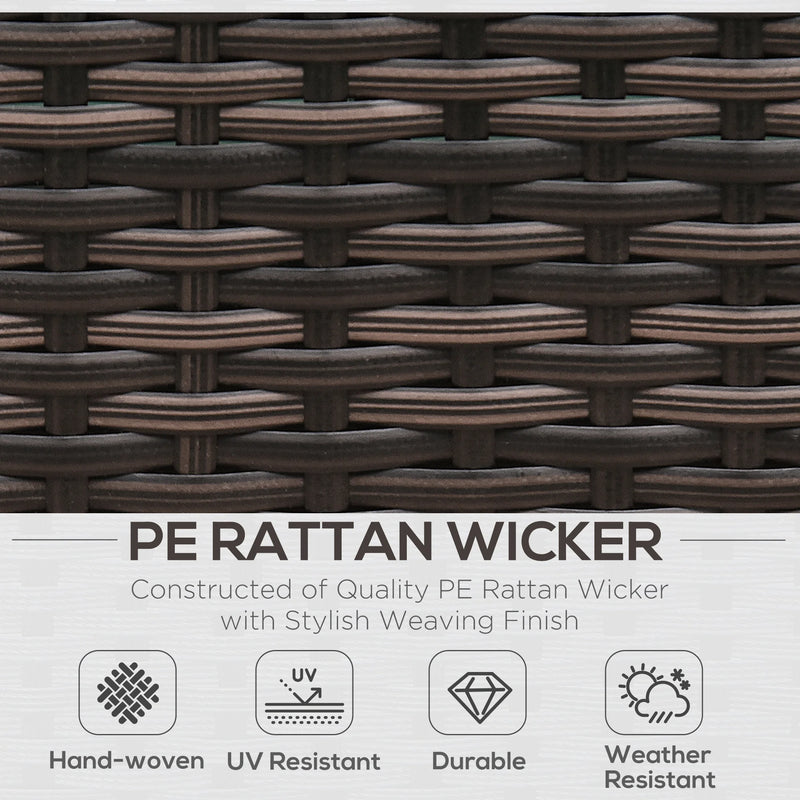 Outsunny 8 Pieces PE Rattan Corner Sofa Set with Thick Cushions, Aluminium Rattan Garden Furniture Set with Glass Top Table