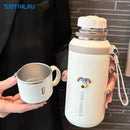 JUSTINLAU 600/800ML Thermos Cup Kitchen Vacuum Flasks with Tea Strainer Stainless Steel Portable Travel Thermal Water Bottles