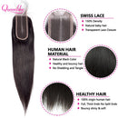 Queenlike Straight Human Hair Bundles with 2x6 Deep Middle Part HD Lace Closure 12A Brazilian Raw Hair Bundles with Closures