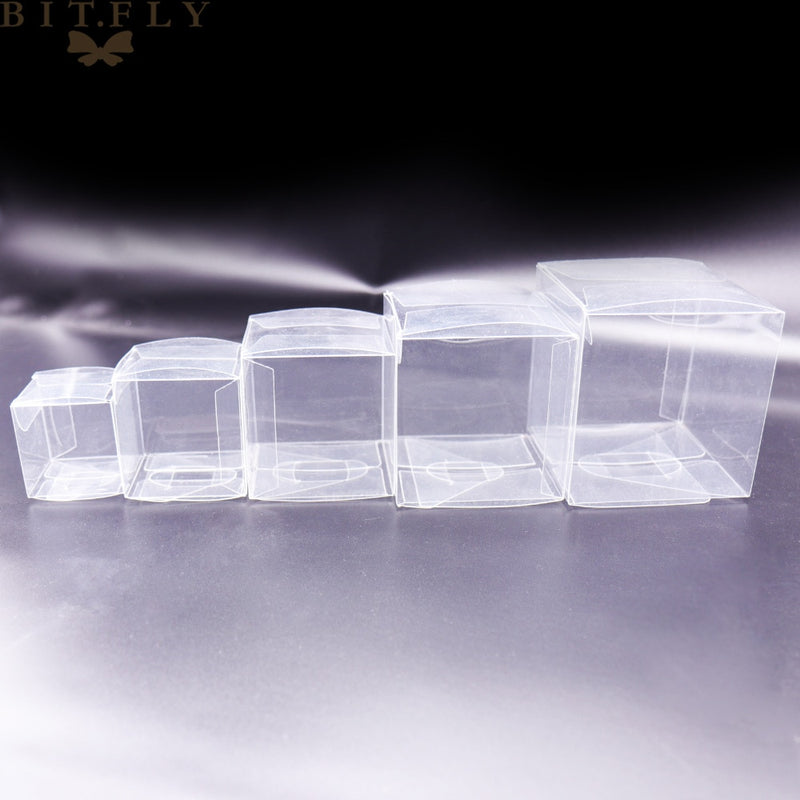 50pcs PVC Clear Transparent Candy Gift Box Birthday Wedding Favor Holder Chocolate Candy Boxes Event Sweet Candy Bags /Jewelry