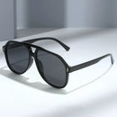 JNPCXI Oversized Double Bridges Pilot Men Sunglasses Blue Lens Vintage Rivets Women Trending Punk Sun Glasses Shades