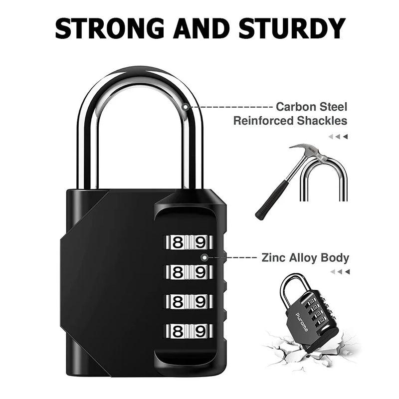 1 Pack 4 Digit Combination Lock, Locker Lock, Padlock Outdoor Indoor, Waterproof Design, for School, Gym Or Sports Locker, Toolb