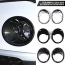 ABS Carbon Fiber 2pcs Car Styling Front Fog Light Frame Lamp Ring Cover Trim for BMW X1 F48 2016-2019 Car Exterior Accessories