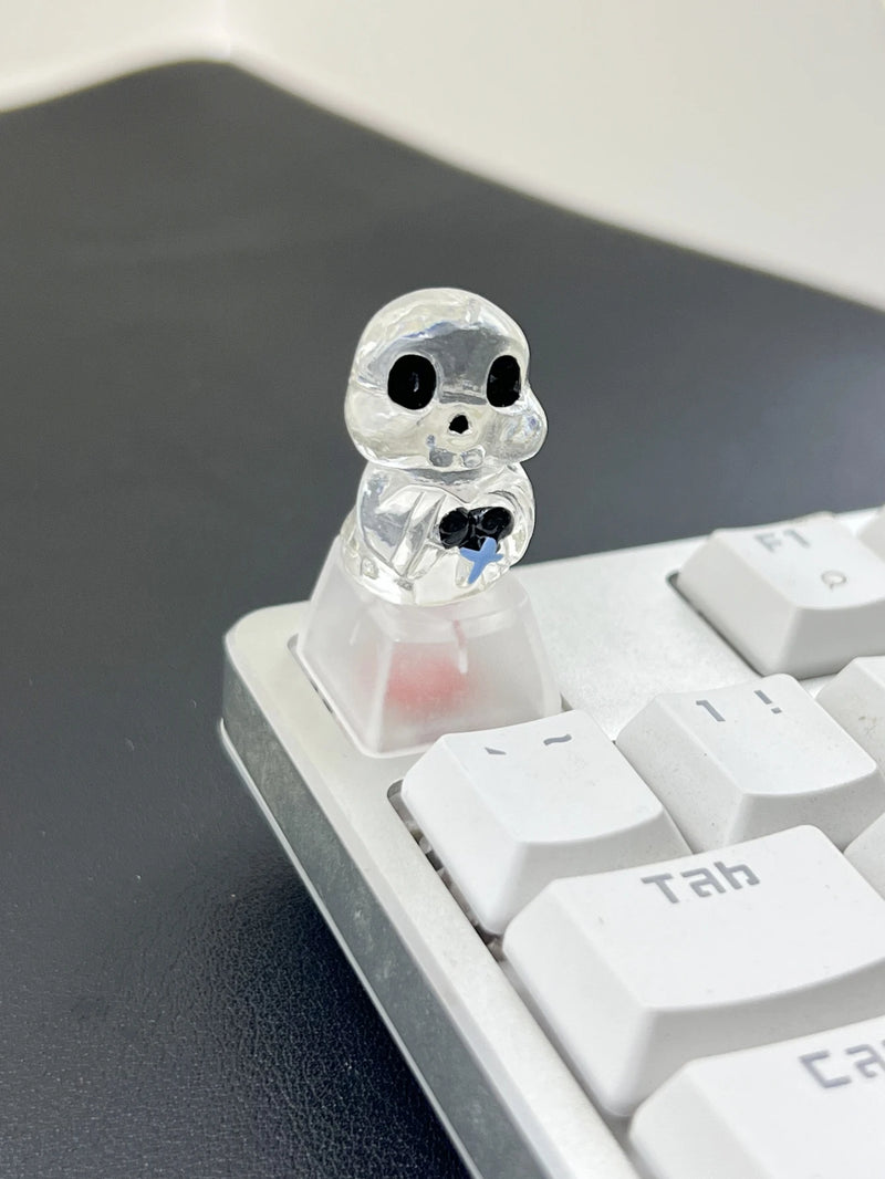 1Pcs Cute Halloween Skeleton Ghost Key caps Cross Axis Mechanical Keyboard Accessories