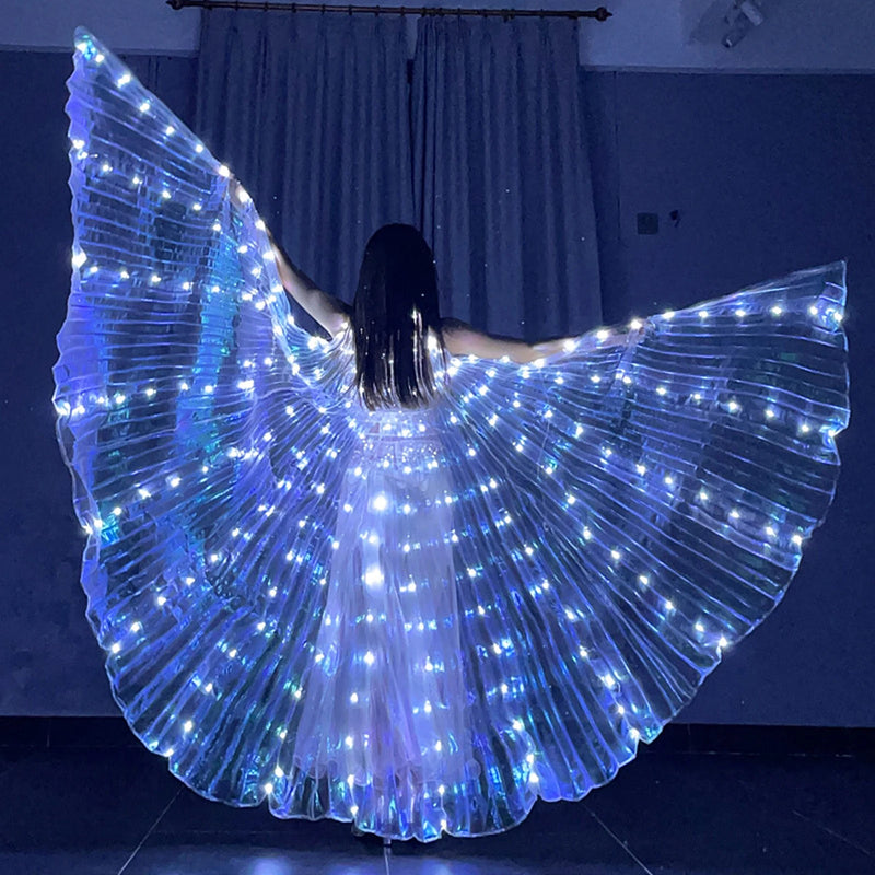 LED Isis Wings Belly Dance Colorful Butterfly Wings Glowing Light Up Costume Performance Clothing for Halloween Christmas Party