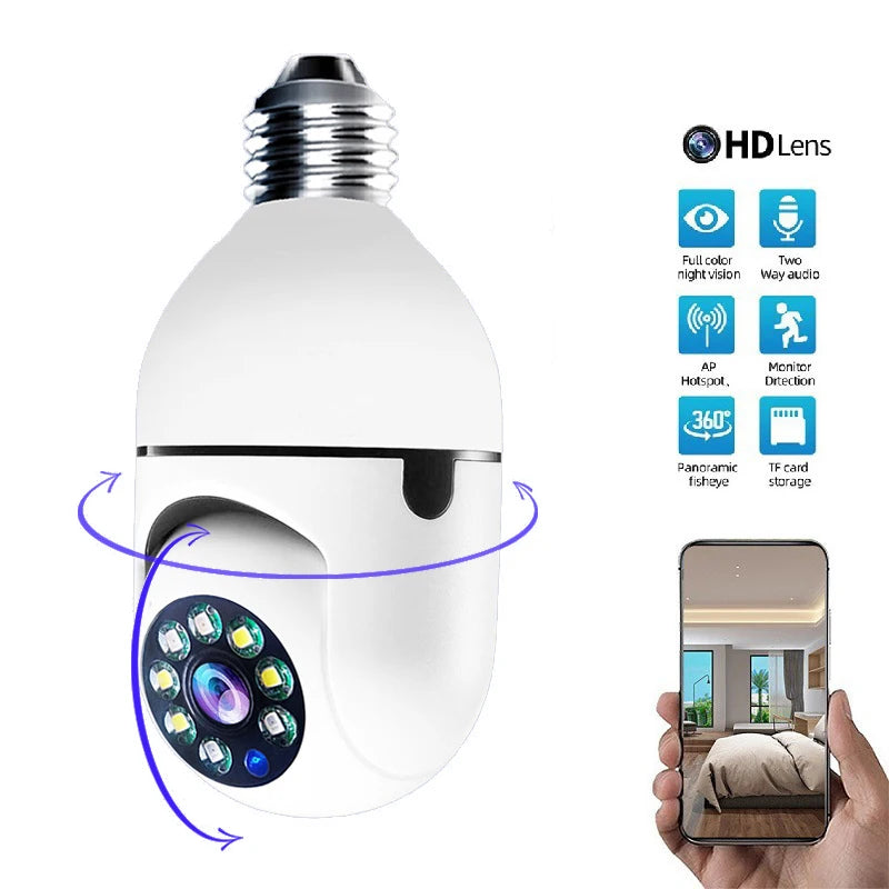 E27 Wifi Bulb Camera Wifi PTZ Colorful Night Vision Two Way Audio Baby Monitor Auto Tracking Home Security CCTV Camera