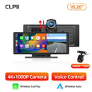 Junsun 10.26 "Wireless CarPlay Android Auto Car Radio 4K Dash Cam Rearview Camera Wifi GPS Navigation Dashboard Video Recorder