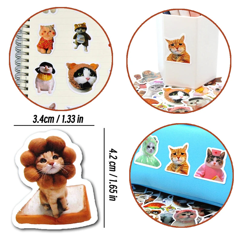 16 Style Funny Dog Cat Animal Meme Waterproof Graffiti Sticker Aesthetic Decorative Luggage Laptop Phone Scrapbook Kids Stickers