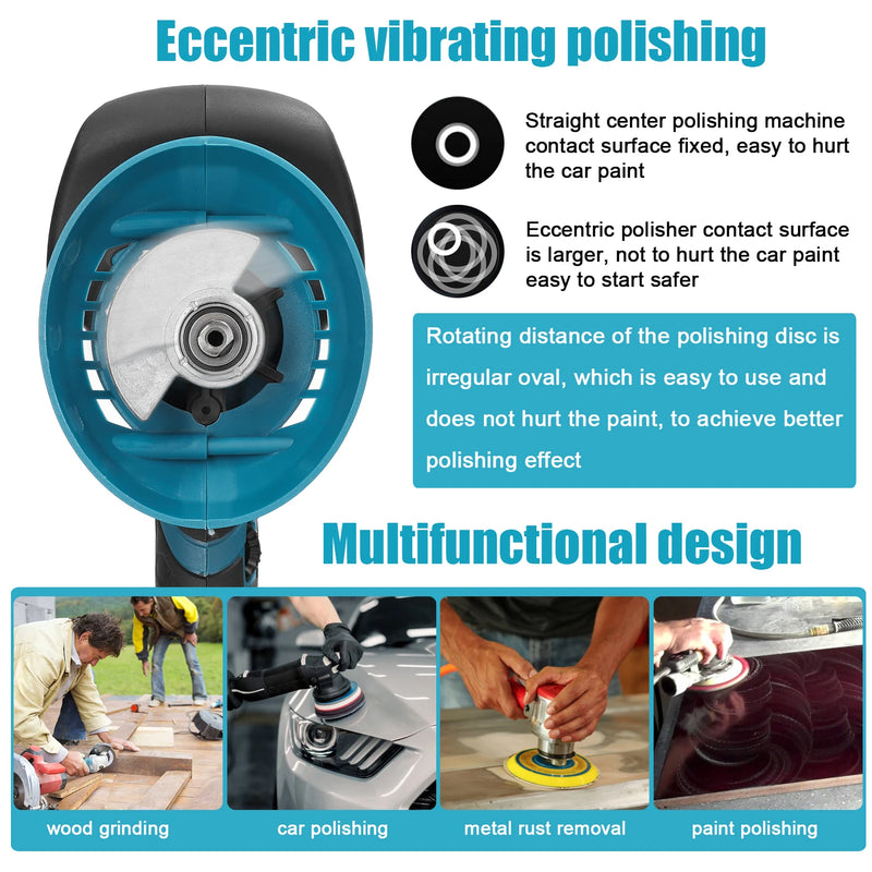 21V Cordless Car Polisher 6 Gears Electric Auto Polishing Machine Multifunction Metal Waxing Wood Sanding Rust Removal Tool