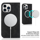 RFID Geldbörsen-Kartenhalter Macsafe Leder-Klapphülle für Magsafe iPhone 14 Plus 13 12 15 Pro Max 14Pro 15Pro Mac Safe Ständerabdeckung