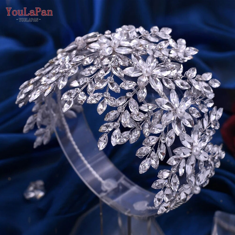 YouLaPan HP375 Wedding Crown Pearls Bridal Tiara Women Headband for Brides Hair Accessories Princess Hair Ornaments Headdress