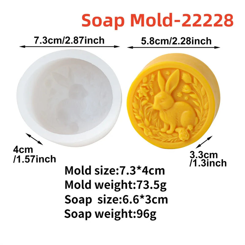 Easter Rabbit Silicone Soap Mold Bunny with Flower Round Silicone Molds Diy Cake Decorative Mousse Baking Tool Festival Gifts