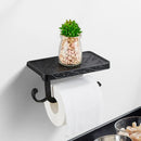 Antique Brass Toilet Paper Holder with Shelf, Aluminum Wall Mount Toilet Tissue Holder with Cell Phone Storage and Hook