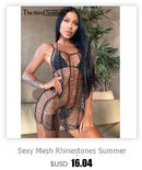 Sexy y2k clothes metal rhinestone corset crop top women summer nightclub party tops for woman see through beach halter tank top