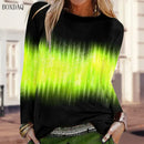Long Sleeve Gradient Pattern Women Fashion T-Shirts Spring Autumn 3D Tie-dye Print Street Ladies Tees 6XL Big Size Casual Tops