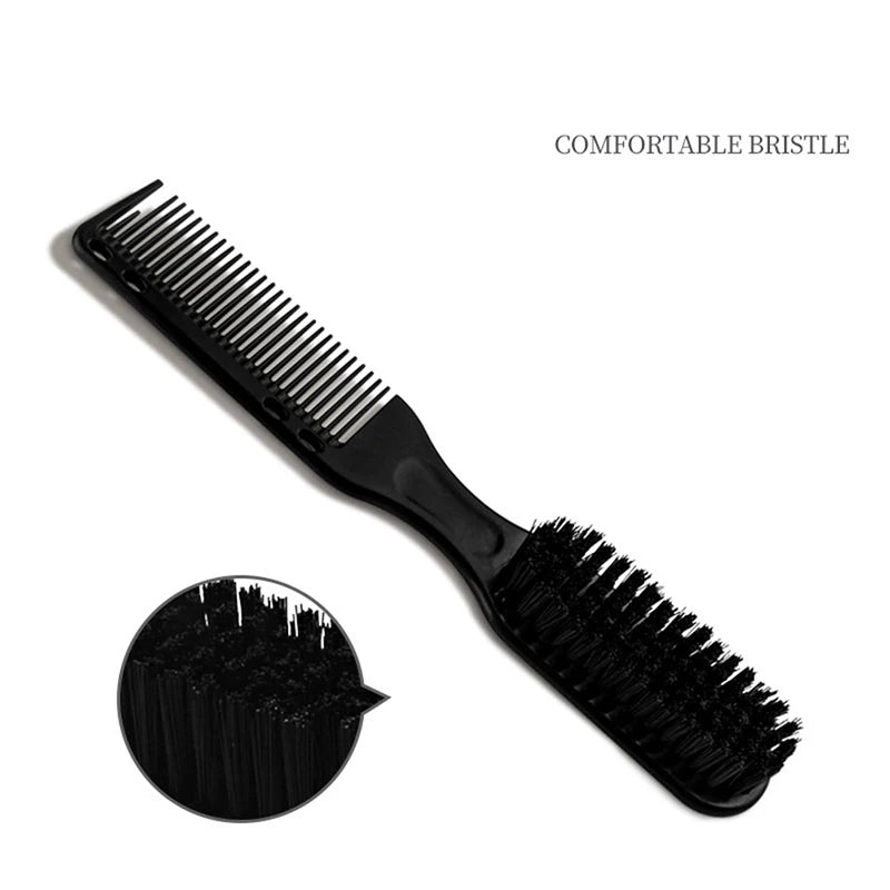 1Pc Double-sided Comb Brush Black Small Beard Styling Brush Professional Shave Barber Vintage Carving Cleaning Brush