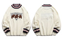GONTHWID Bär Patchwork Gestreifte Strickpullover Streetwear Hip Hop Harajuku Lässige Pullover Strickwaren Herren Mode Oberteile
