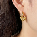 ANENJERY Removable Love Heart Hoop Earrings for Women Exquisite Design Ear Buckle Huggies Golden Silver Color Party Jewelry