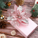 Pink 14.5cm Glitter Artifical Christmas Flowers Mreey Christmas Tree Decoration Happy New Year Ornaments Xmas 2025 Navidad