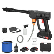 Cordless Car Washer Adjustable Nozzle 2 Batteries 1 Charger with Bucket Water Pipe 180w High Pressure Jet Water Wash Cleaner