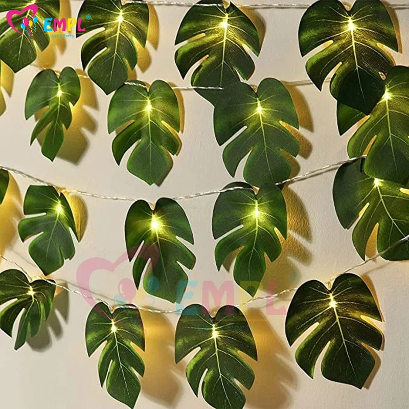 1.5m/3m LED Artificial Turtle Leaves String Lights Home Garden Wedding Baby Shower Hawaii Jungle Theme Birthday Party Decoration