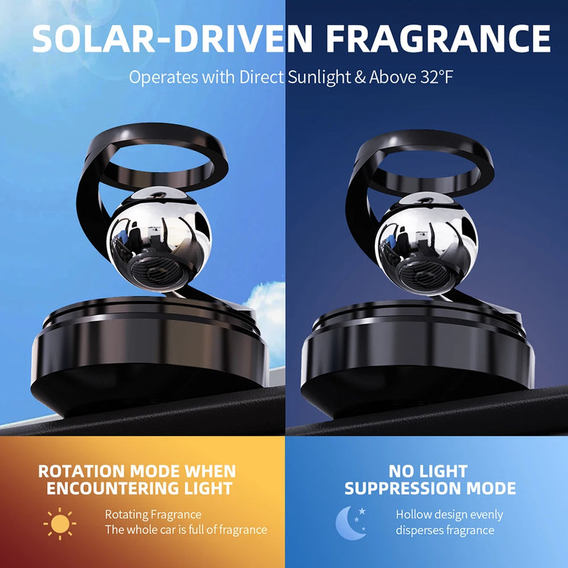Solar Car Rotating Aromatherapy Perfume Diffuser Levitation Rotating Auto Lasting Fragrance Air Purifier Car Interior Accessorie