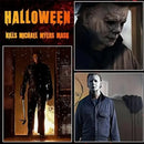 Halloween Michael Myers Mask Scary Killer Full Head Mask Creepy Fire Burn Scar Latex Face Mask Cosplay Costume Party Props Knife