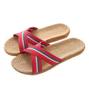 Mntrerm New style slippers Summer home men and women Summer linen lovers Home thick soled anti-skid indoor sandals Female summer