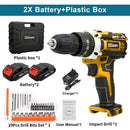 Gisam 25+3 Torque Electric Impact Screwdriver Multifunctional Cordless Drill Power Tool Setting 2 Gear Speed with 2 Batteries