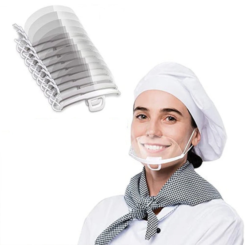 10 Pieces Chef Anti-Fog Cover Reusable Transparent Hygiene Safety Face Shield Plastic Anti-Splash Kitchen Mask Waiter Use