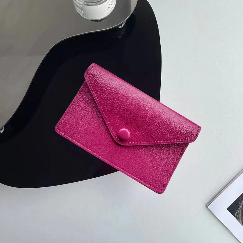 Custom Letters Soft Leather High-end Ultra-thin INS Style Mini Envelope Card Holder Wallet Simple ID Wallet Coin Purse