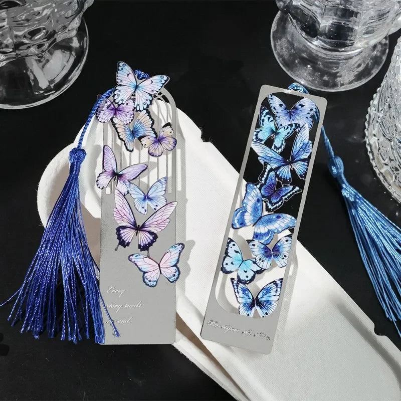 1 Piece Aesthetic Butterfly Bookmark for Book Metal Retro Bookmark with Tassel for Student Cute Bookmark Teacher Friend Gift