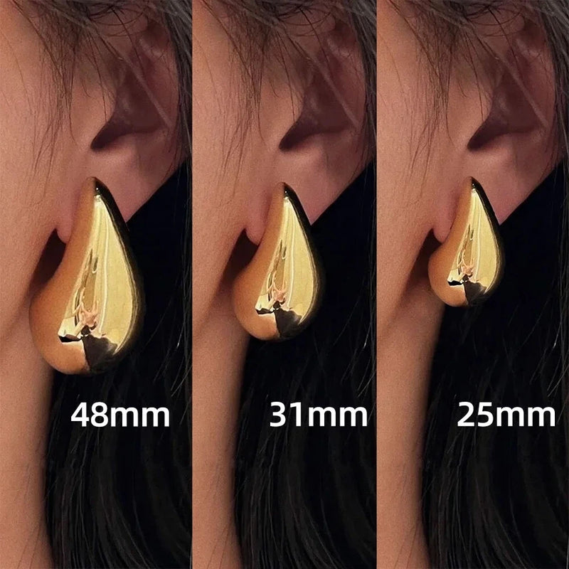 Modern Jewelry New Gold Color Plated Chunky Dome Teardrop Earrings For Women Girl Gift Hot Sale Popular Ear Accessories