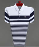 High quality fashion striped short sleeve polo shirt men's luxury brand embossed design summer new breathable T-shirt golf top