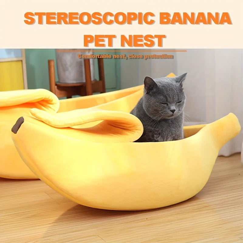 Cozy Banana Cat Bed Cave Cat Bed Little Mat Basket Small Dog HousePortable Pet Beds  For Cats And Small Dogs Pet House Goods