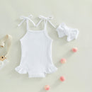 ma&baby 0-18M Newborn Infant Toddler Baby Girls Romper Knit Ruffle Sleeveless Jumpsuit Overall Solid Color Clothing D01