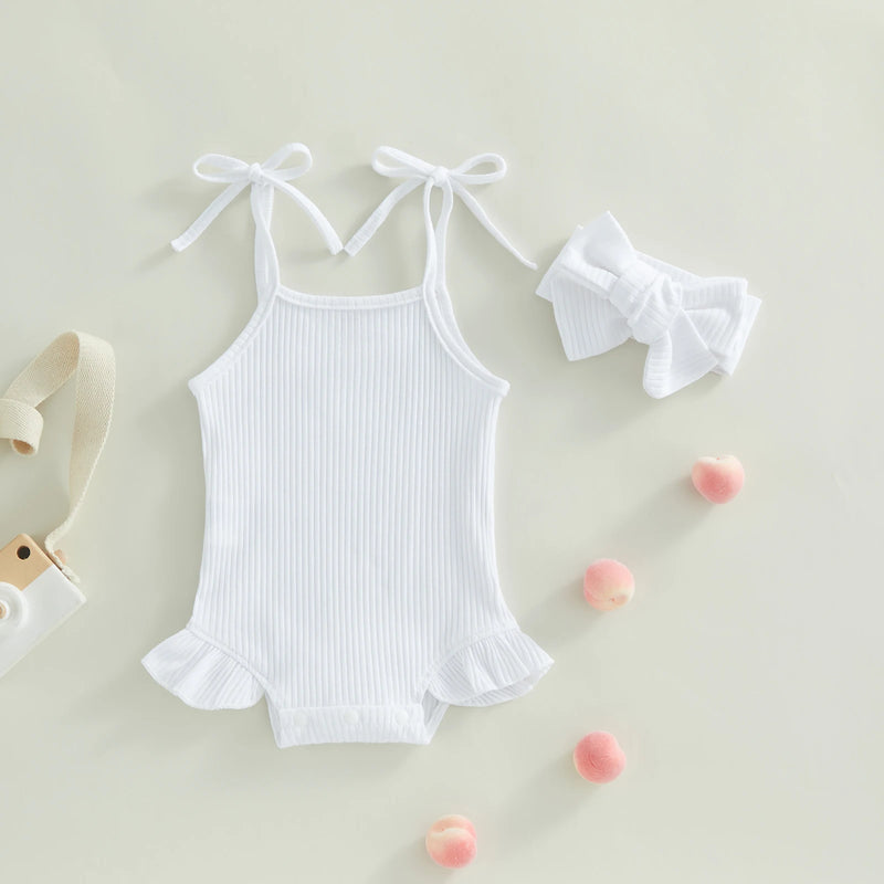 ma&baby 0-18M Newborn Infant Toddler Baby Girls Romper Knit Ruffle Sleeveless Jumpsuit Overall Solid Color Clothing D01