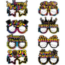 2026 New Year Paper Glasses 6/12pcs Festive New Year's Eve Party Glasses Fun Photo Props Party Eve Decoration Universal Size