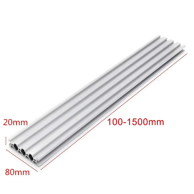 2Pcs 2080 V-Slot Aluminum Extrusion Profile 100-550mm EU Standard Aluminum Linear Rail Slide Slot for CNC Router 3D Printer